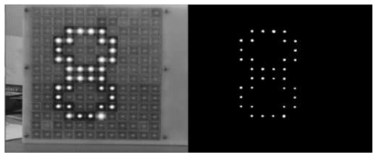 입력 영상의 Gray Scaling(좌) 및 이진화(우) 수행