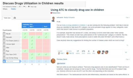 WebEx 온라인 회의 일정논의 및 OHDSI FORUM 논의 진행화면