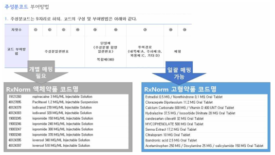 주성분코드와 RxNorm 코드 구조.