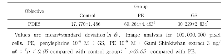 The image analysis for PDE5 positive reaction