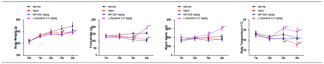 갑상선기능저하증(Hypo-) 흰쥐모델에서 열성약인 파극천추출물(MR)의 효능평가