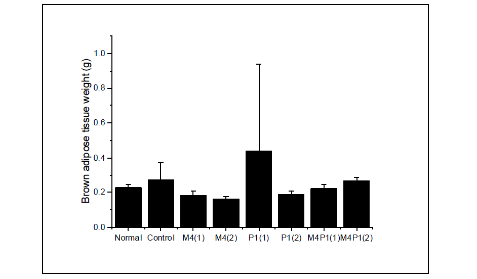 Brown adipose tissue weights in high fat diet-fed obese C57BL/6N mice