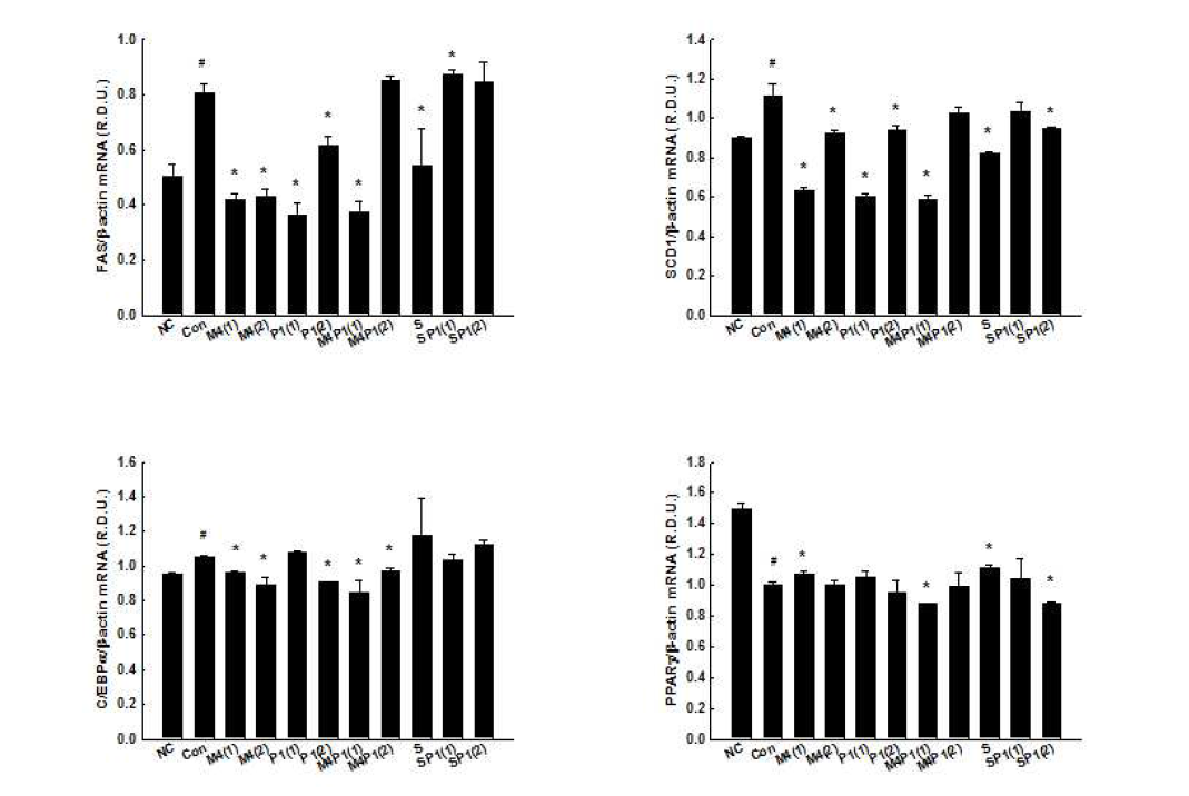 Effects of MIR on mRNA levels of genes involved in lipogenesis in the epididymal adipose tissue