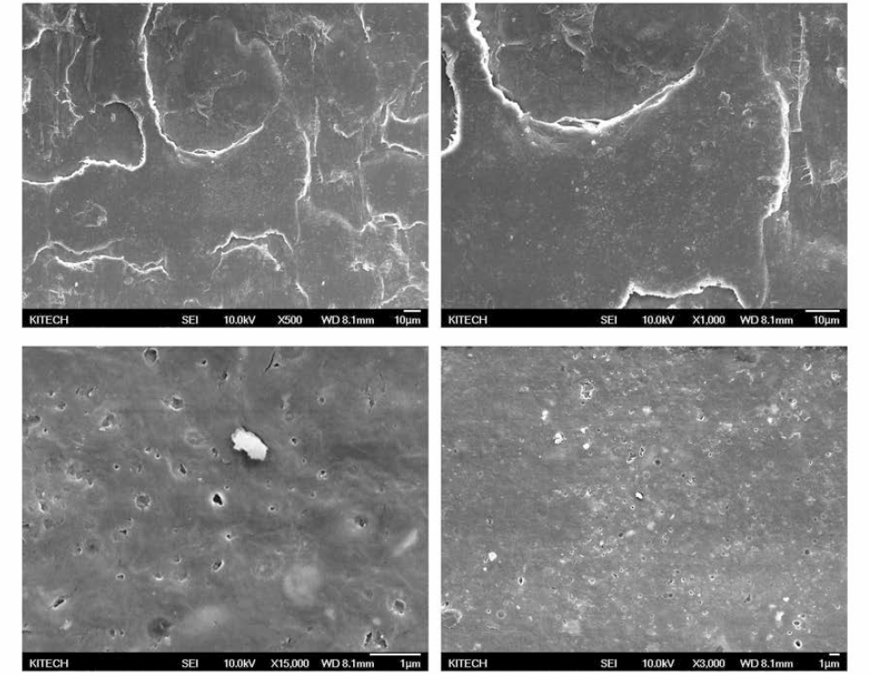 베이킹 소다가 10 wt% 첨가된 LLDPE sheet 표면 FE-SEM