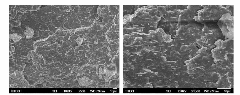 베이킹 소다가 10 wt% 첨가된 LLDPE sheet 단면 FE-SEM