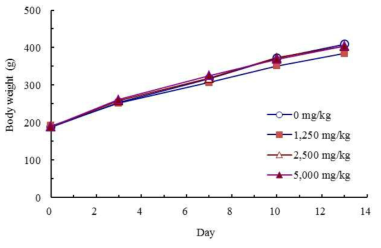 Mean body weights of male rats