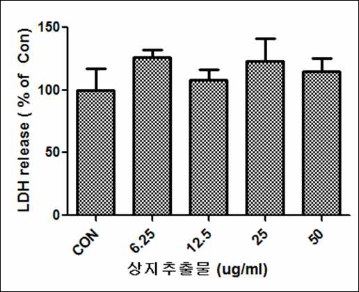 상지 추출물의 세포독성 (LDH assay).