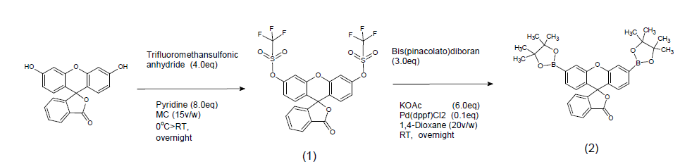 3’,6’-Bis(pinacolatoboron)fluoran (Peroxyfluor(PF)-1)의 합성 방법