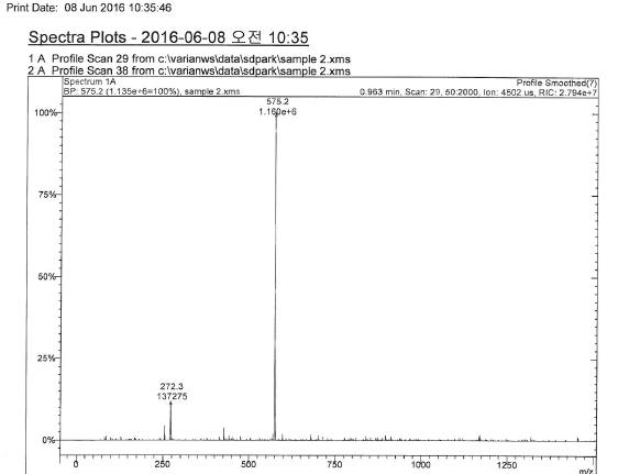3’,6’-Bis(pinacolatoboron)fluoran, PF1 Mass 스펙트럼
