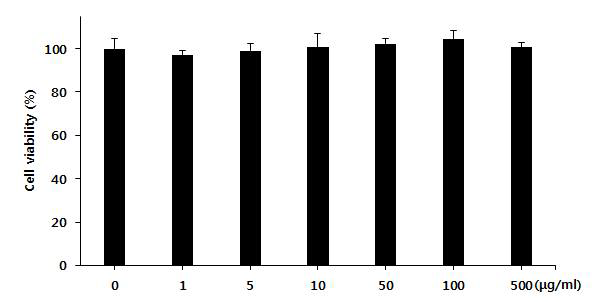 Effects of Angelica gigas Nakai extract on cell viability in 3T3-L1 cell line.