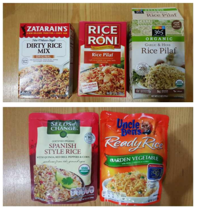 미국내 유통매장에서 판매중인 쌀을 이용한 즉석 조리식품