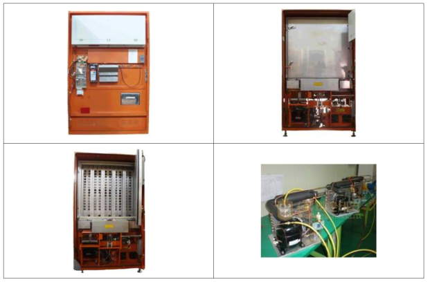 냉동상품 복원실험에 사용될 냉동자판기 외관 및 내부 구조