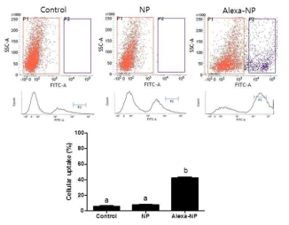 Quantitative measurement on cellular uptake of nanoparticle derived from goat milk protein.