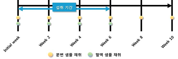 실험기간 및 샘플 채취 시점.