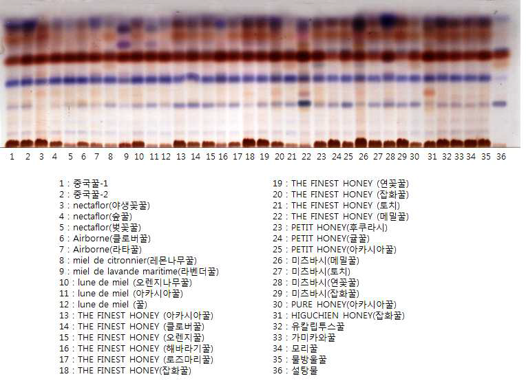 외국산 꿀에서 설탕 지표물질의 분포