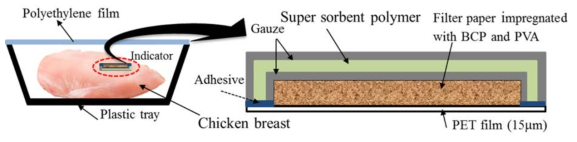 인디케이터의 구조와 닭가슴살 포장 도식도