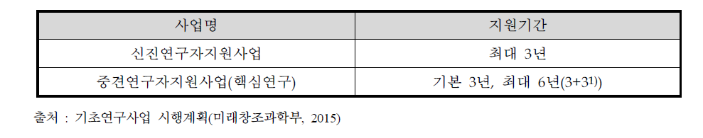 사업별 지원기간