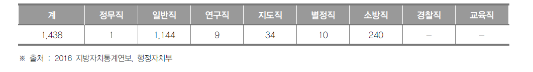 세종특별자치시 공무원 현황(2015년)