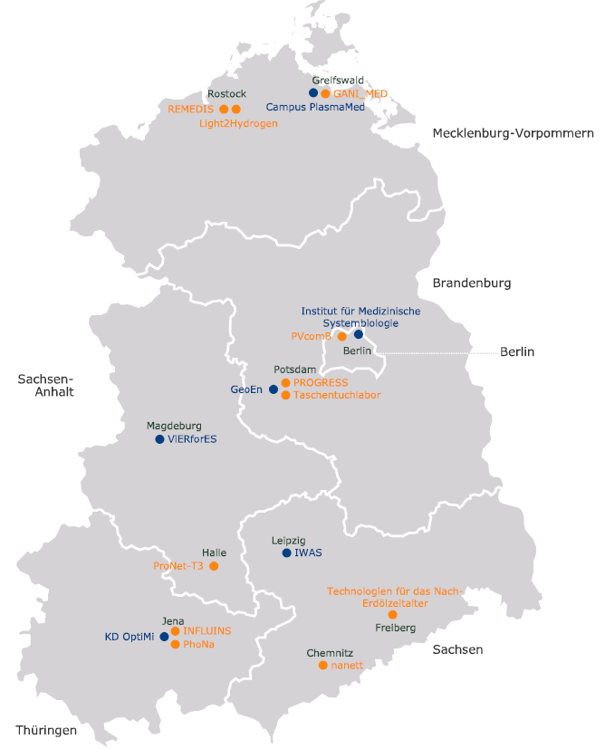 Spitzenforschung und Innovation in den Neuen Ländern 프로그램 분포