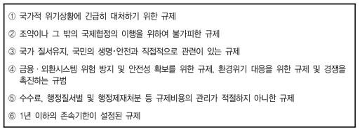 규제비용관리제 적용제외 사유