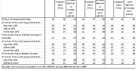 동독 제조업의 수출활동 (1993, 1995, 1999, )