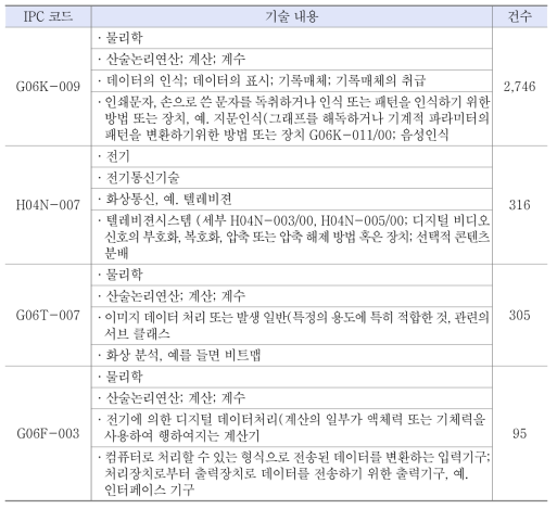 시각인지 분야 유효문헌 주요 IPC