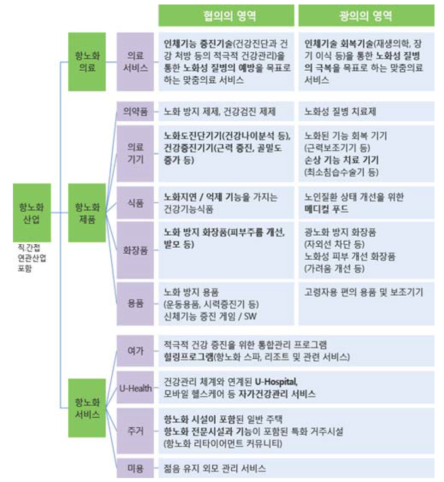 항노화 산업 분류 체계