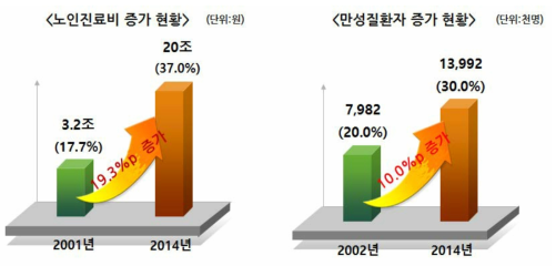 노인 의료비 및 만성질환자 증가 현황