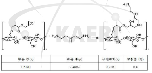 Diethylene triamine을 이용한 아민화 반응.