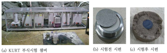 KURT 내 부식시험 챔버 및 세라믹 시편(시험전, 시험후)