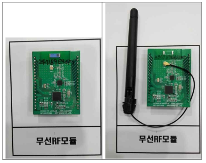 내장칩안테나 적용(좌) 및 외장 다이폴안테나 적용 무선RF모듈(우)