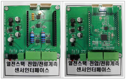 열전스택 전압/전류계측 센서인터페이스 무선RF모듈 실장 전(좌) 및 무선RF모듈 실장 후(우)