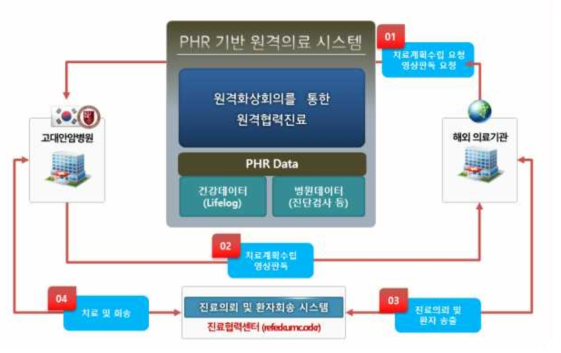 국내외 의료기관 원격협력진료 서비스 도식도