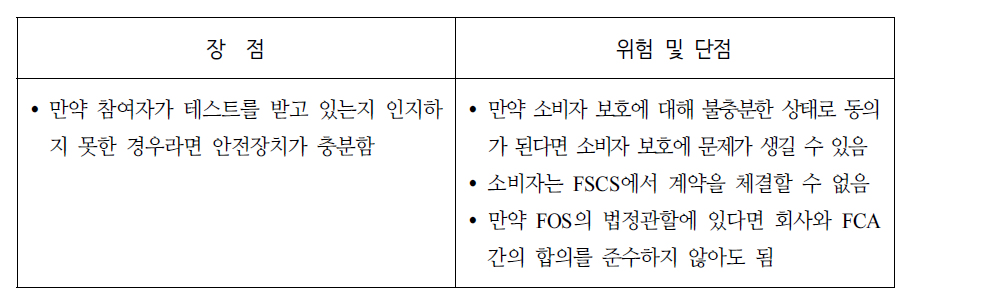 소비자보호 접근법 2의 장점 및 단점