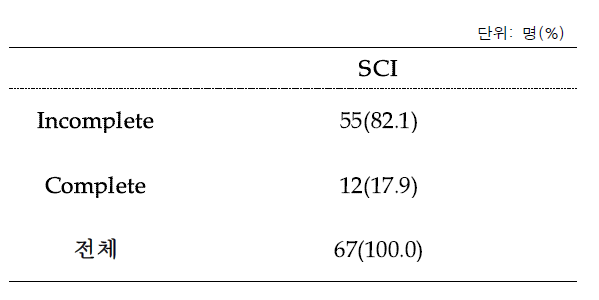 척수손상 환자의 장애정도