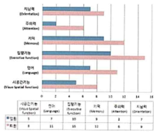 인지기능 항목별 점수분포(예시)