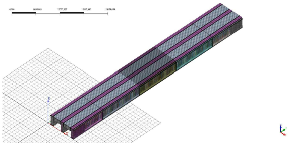 아치덱 및 슬래브를 적용한 3주형 PSC-I 거더 실험체(3D View)
