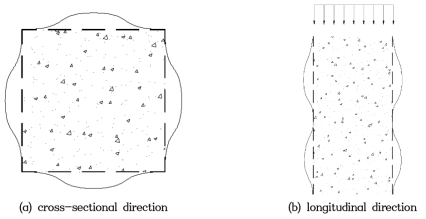 The buckling mode of steel element of CFT Column