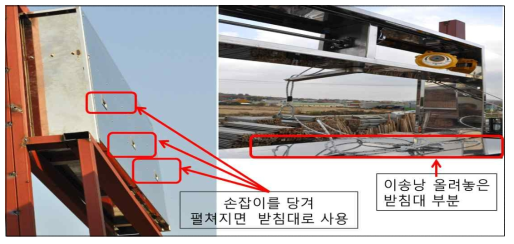 이송장치 앞쪽 문을 열면 받침대로 전환