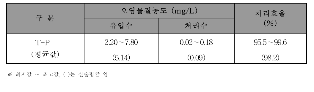 T-P 처리효율