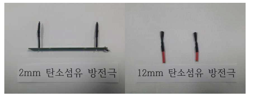 2 mm 및 12 mm 팁 길이의 탄소섬유 방전극
