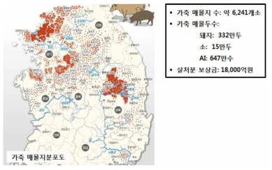 2011년 구제역과 HPAI 발생현황과 매몰지