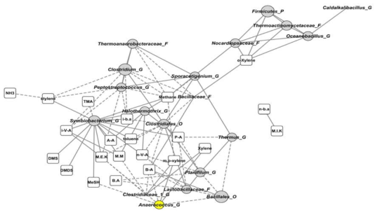 미생물 접종 호기공정에서의 환경변화와 주요 세균종과의 네트워크 분석결과
