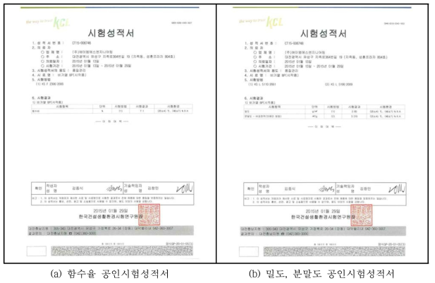 시작품 공인시험성적서