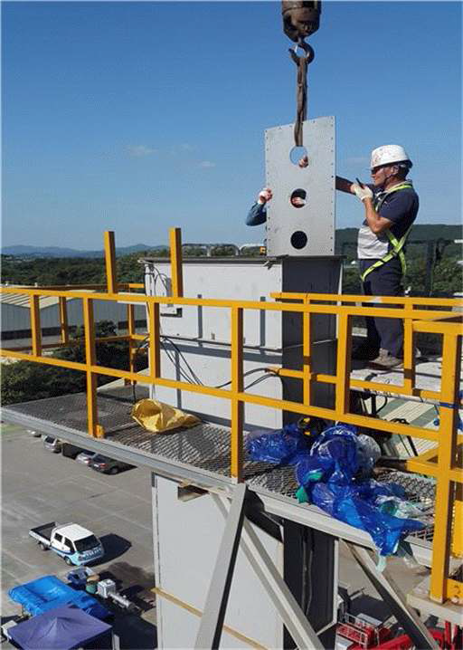 6,000Nm3/hr 규모 15M 백필터 시험설비 복합재생시스템 설치 과정