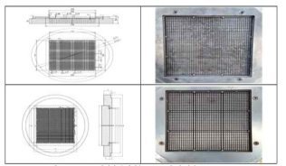 SiC 하니컴 축열재용 몰드 도면 및 외관 (150 mm x 150 mm)