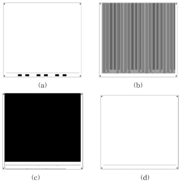 (a) Top layer, (b) 2nd layer, (c) 3rd layer, (d) Bottom layer의 구조도.