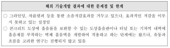 국외 기술개발 문제점 및 한계