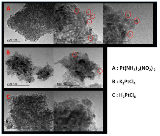 제조된 촉매의 TEM 사진