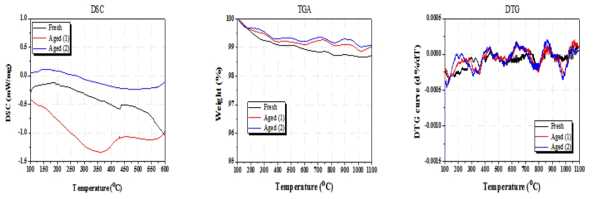 Fresh 촉매 및 Aged 촉매의 TGA-DSC 분석 결과